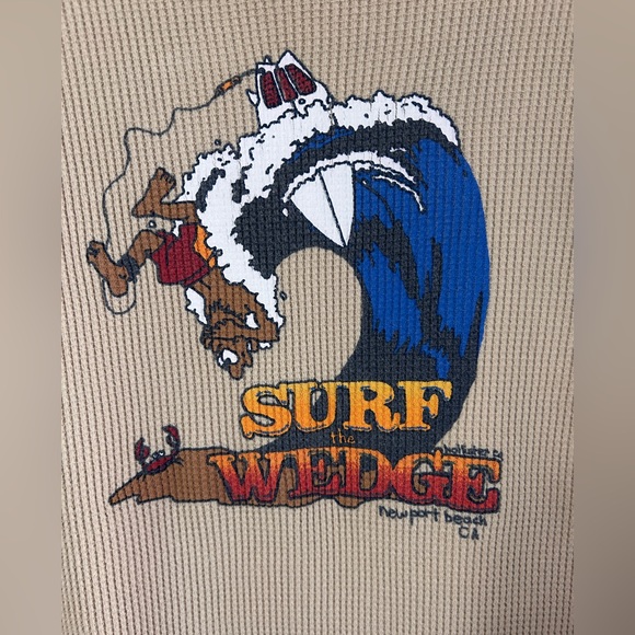 Y2K HOLLISTER Surf Graphic Waffle Knit Long Sleeve Shirt Skater Coastal Men’s M - Picture 4 of 10